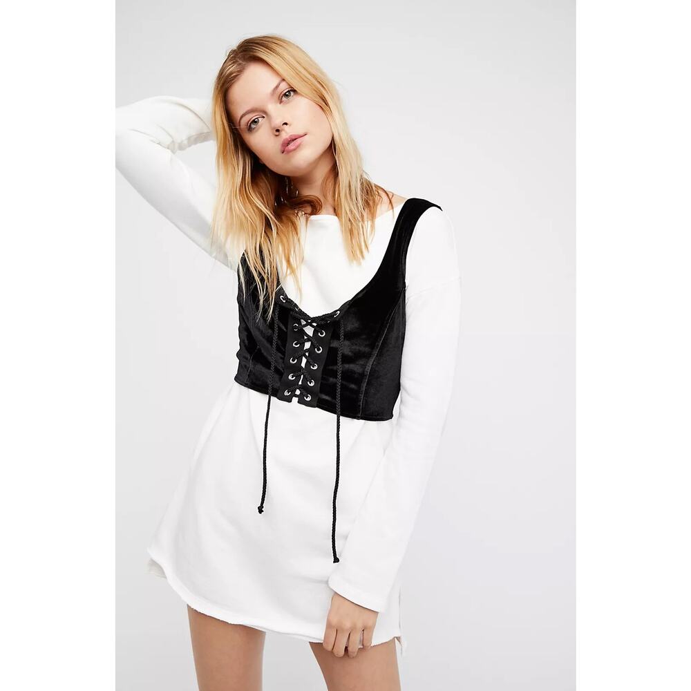 Free People Shrunken Corset Vest Women’s Medium Black